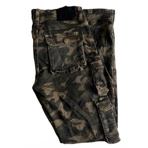 Serenede Cargo Pants Mens 32x33 Fitted Green Camouflage Military Canvas Pocket